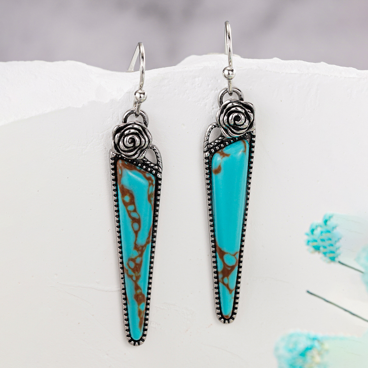 Three-dimensional Geometric Drop Earrings For Women In Copper With White K Plated Water Plating And 0.03µm Coating Thickness 2