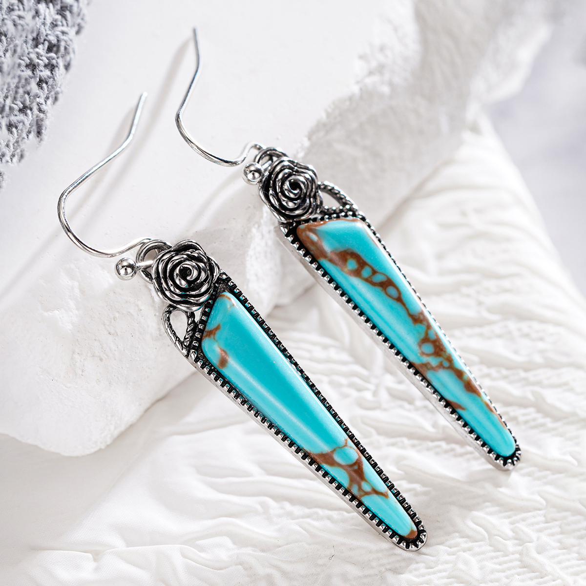 Three-dimensional Geometric Drop Earrings For Women In Copper With White K Plated Water Plating And 0.03µm Coating Thickness 4