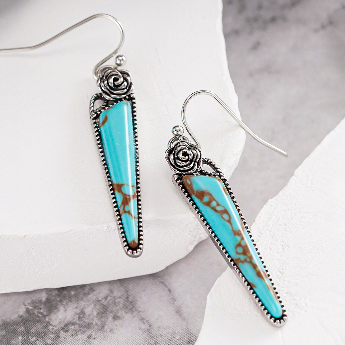 Three-dimensional Geometric Drop Earrings For Women In Copper With White K Plated Water Plating And 0.03µm Coating Thickness 8