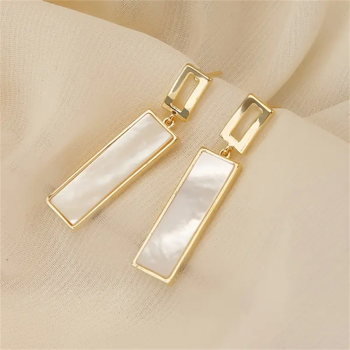 Three-dimensional Geometric Drop Earrings For Women In Copper With KC Golden Water Plating And 0.03µm Thick Coating