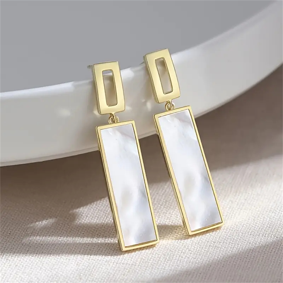 Three-dimensional Geometric Drop Earrings For Women In Copper With KC Golden Water Plating And 0.03µm Thick Coating 4
