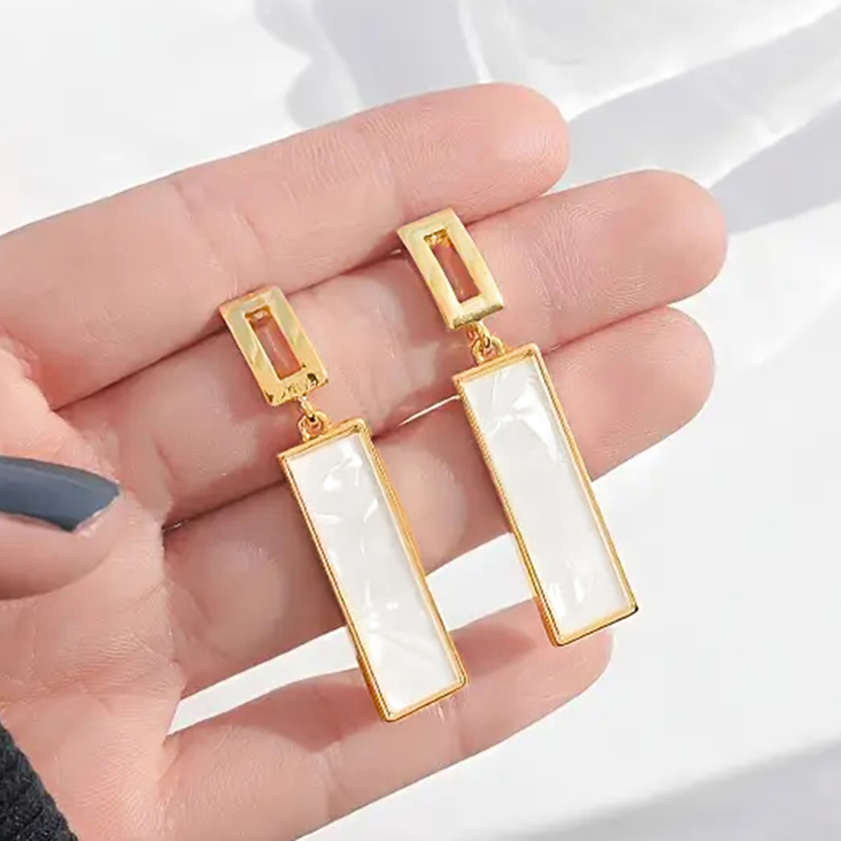 Three-dimensional Geometric Drop Earrings For Women In Copper With KC Golden Water Plating And 0.03µm Thick Coating 5
