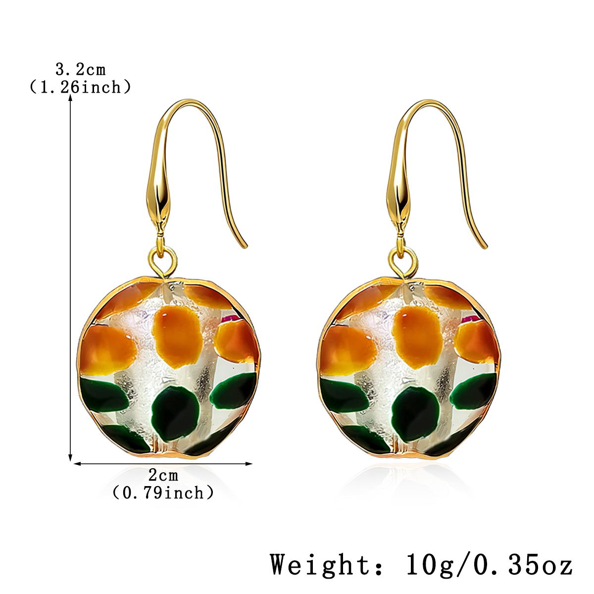 Three-dimensional Geometric Ear Hook For Women In Golden Plated Copper With 0.01µm Electroplated Coating 2