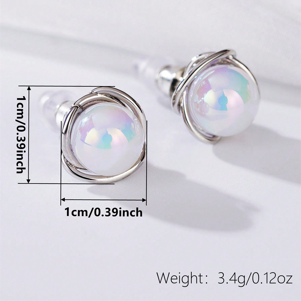 Three-dimensional Geometric Stud Earrings For Women In Copper With White K Plated Water Plating And 0.03µm Thick Coating 6
