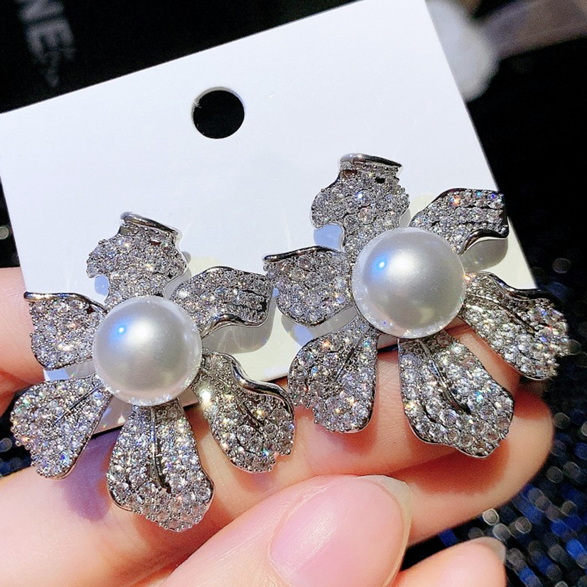Three-dimensional Geometric Stud Earrings In Copper With White K Water Plating And 0.03µm Thick Coating, Featuring Pearl Inlay 8
