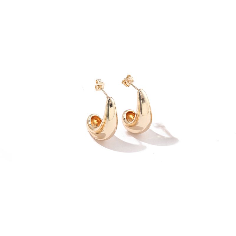 Three-dimensional Geometric Stud Earrings For Women, Copper Material With Golden Plated Water Plating And 0.03µm-0.05µm Thickness 4