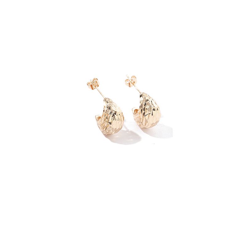 Three-dimensional Geometric Stud Earrings For Women, Copper Material With Golden Plated Water Plating And 0.03µm-0.05µm Thickness 5