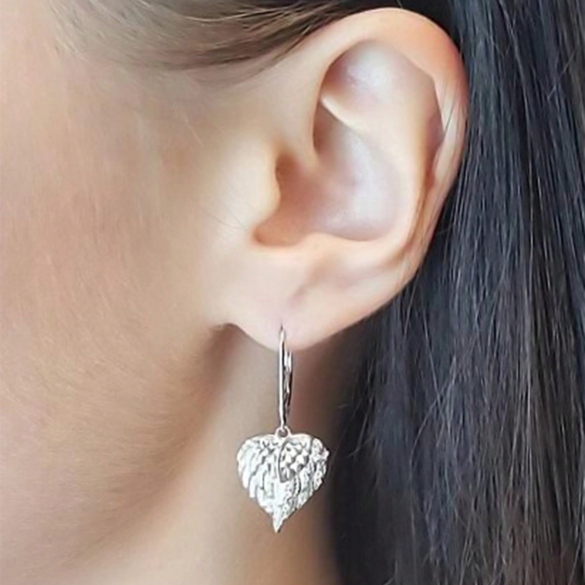 Three-dimensional Heart Shape Drop Earrings In Copper With White K Water Plating And 0.03µm Thickness Featuring Zircon Inlay 2