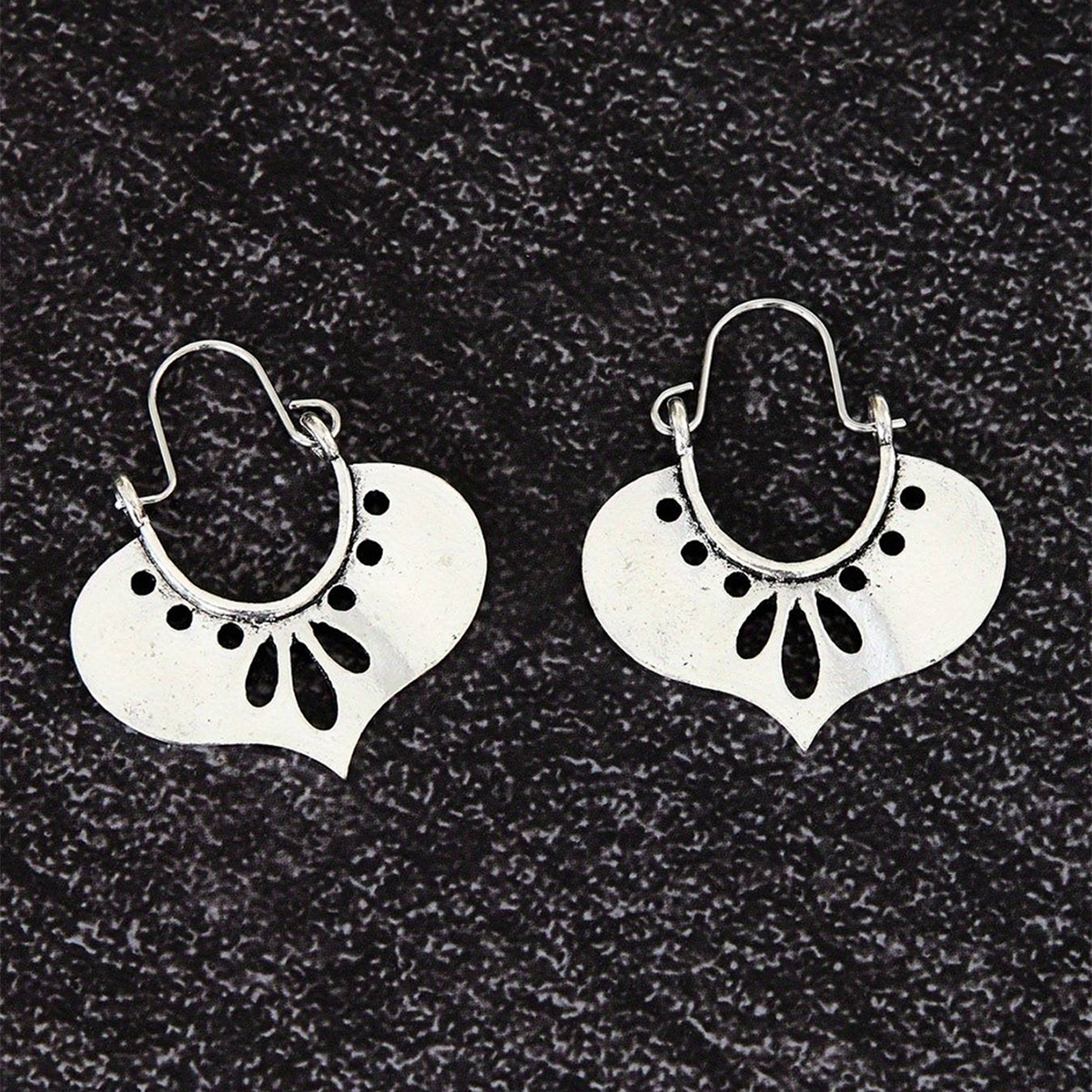Three-dimensional Heart Shape Earrings For Women In Copper With White K Plated Water Plating And 0.03µm Thickness 6