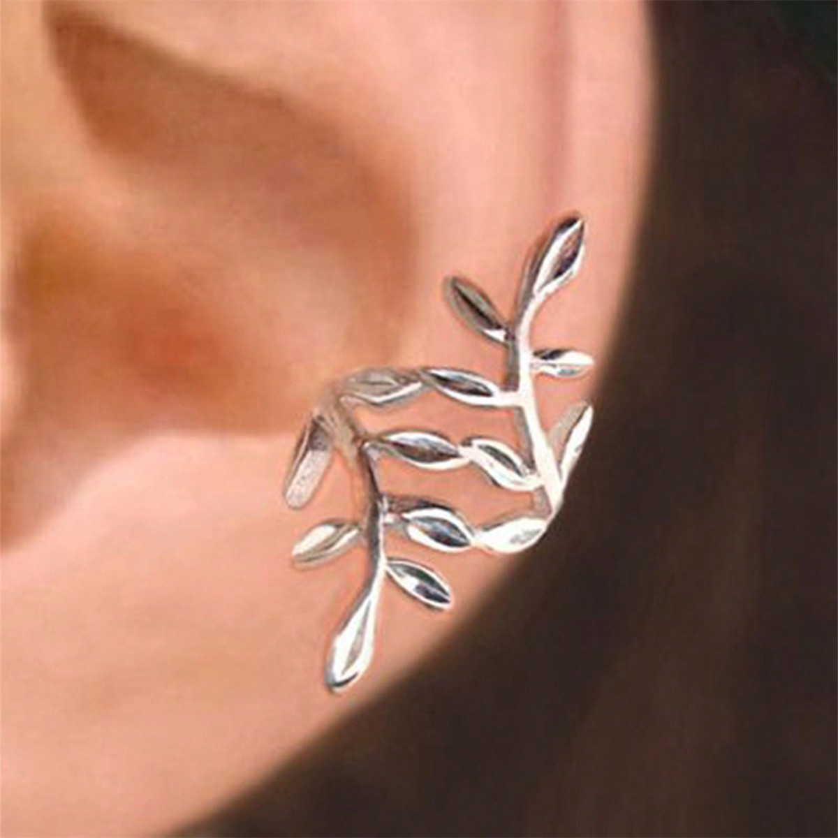 Three-dimensional Leaf Clip Earrings For Women In Copper With KC Golden Water Plating And 0.03µm Thickness