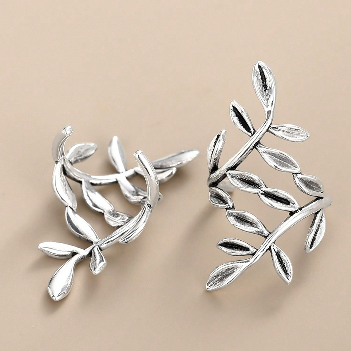 Three-dimensional Leaf Clip Earrings For Women In Copper With KC Golden Water Plating And 0.03µm Thickness 3