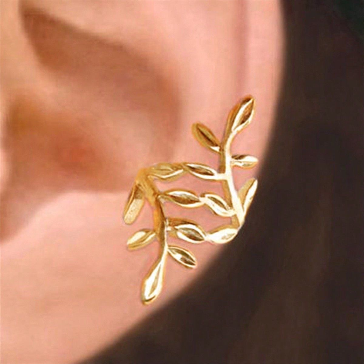 Three-dimensional Leaf Clip Earrings For Women In Copper With KC Golden Water Plating And 0.03µm Thickness 4