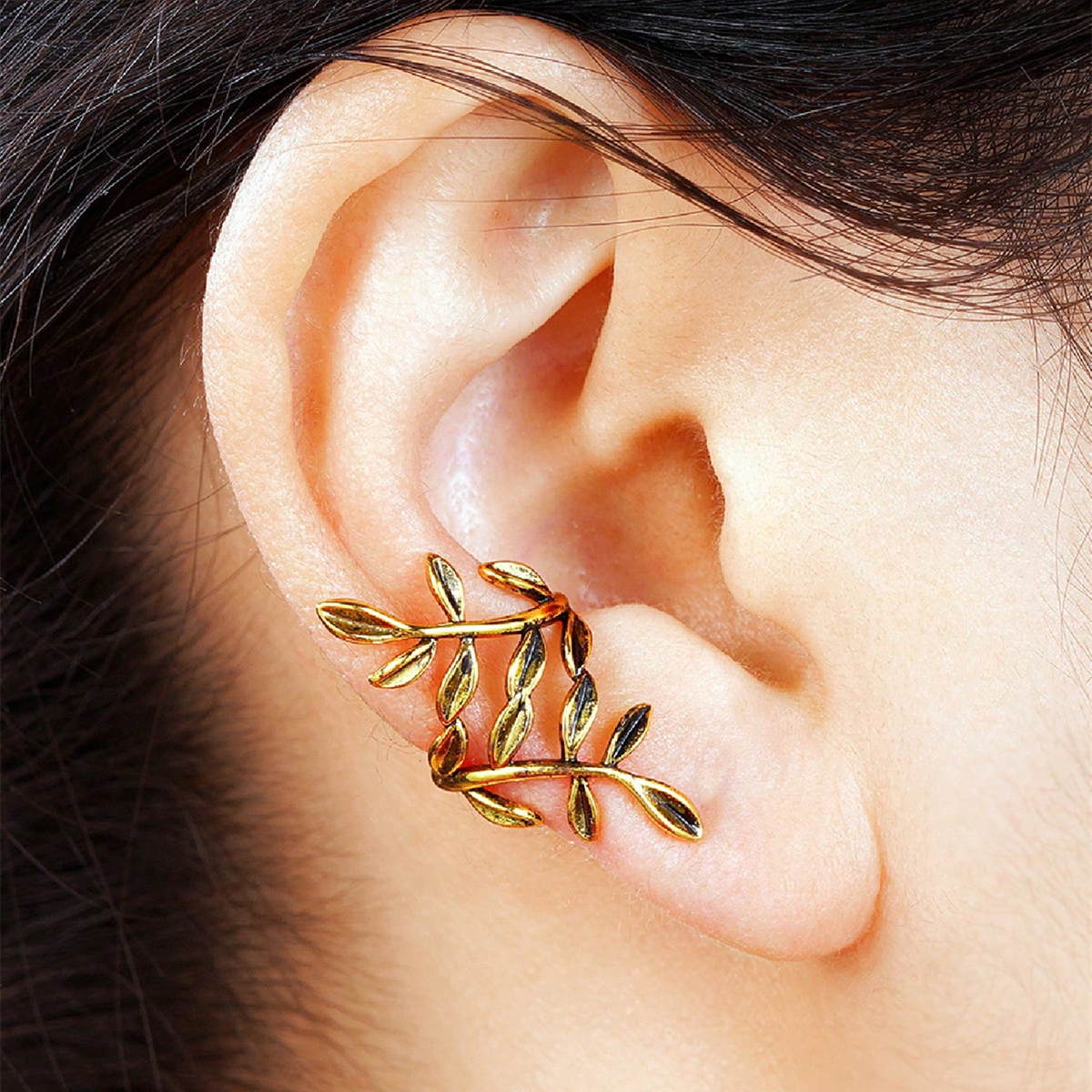 Three-dimensional Leaf Clip Earrings For Women In Copper With KC Golden Water Plating And 0.03µm Thickness 10