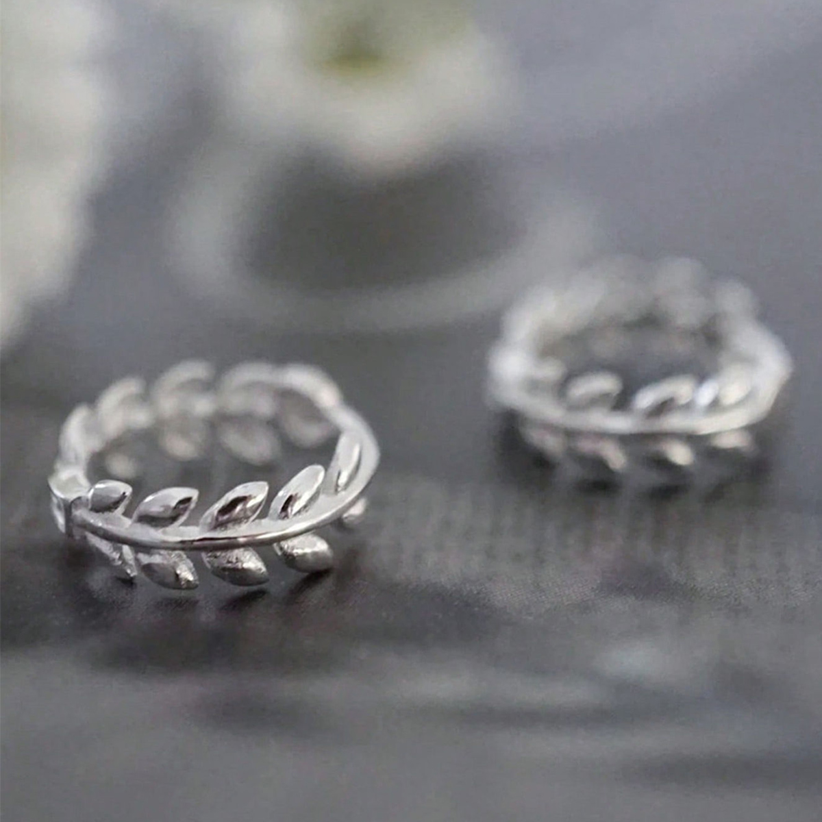 Three-dimensional Leaf Earrings For Women In Copper With White K Plated Water Plating And 0.03µm Coating Thickness 3