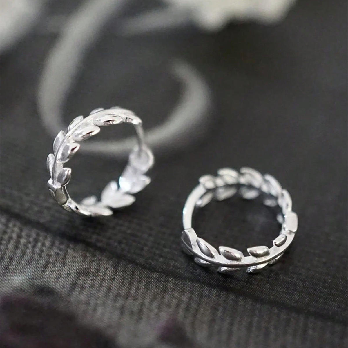 Three-dimensional Leaf Earrings For Women In Copper With White K Plated Water Plating And 0.03µm Coating Thickness 8