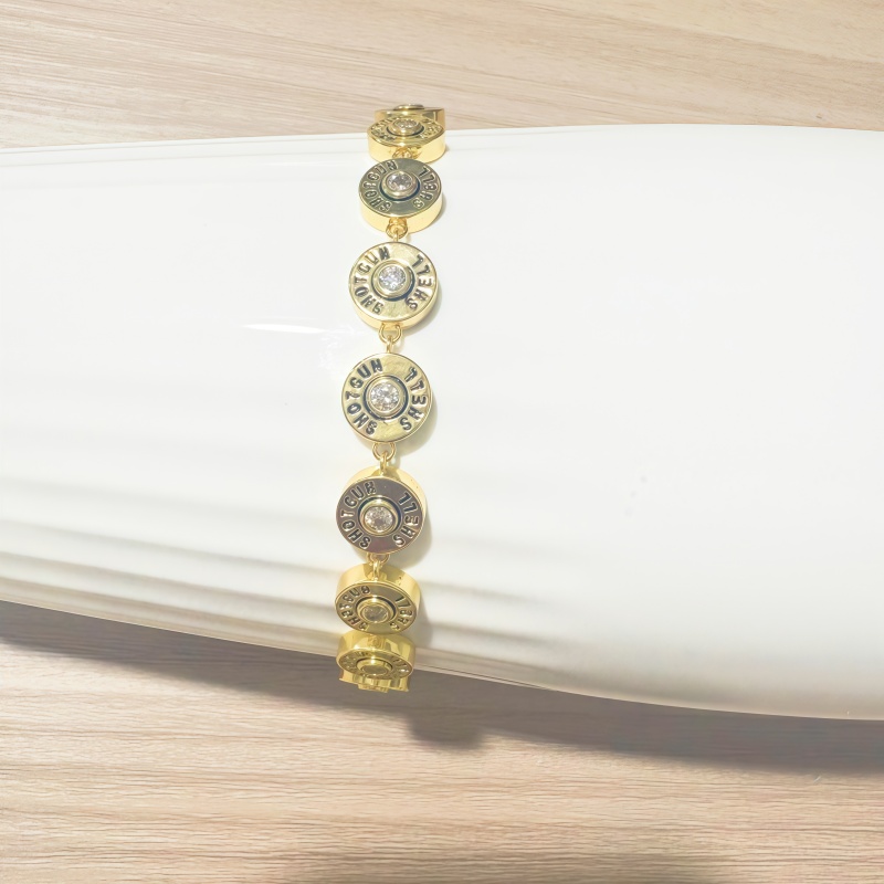 Three-dimensional Letter Bracelet Keychain For Women In Copper With 16K Real Gold Plated Water Plating And Zircon Inlay