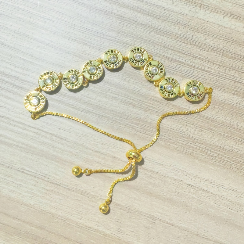 Three-dimensional Letter Bracelet Keychain For Women In Copper With 16K Real Gold Plated Water Plating And Zircon Inlay 2