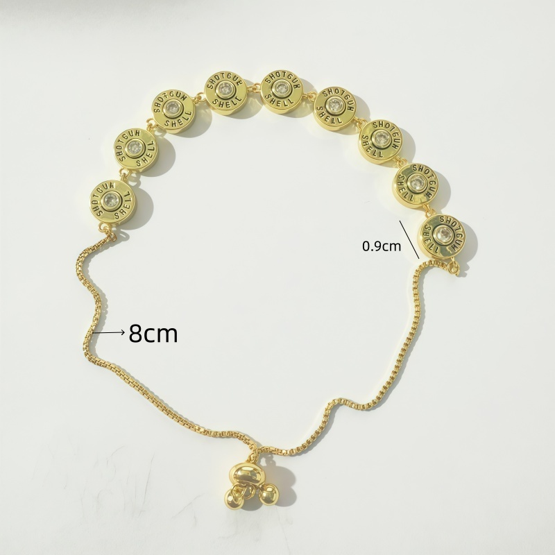 Three-dimensional Letter Bracelet Keychain For Women In Copper With 16K Real Gold Plated Water Plating And Zircon Inlay 5
