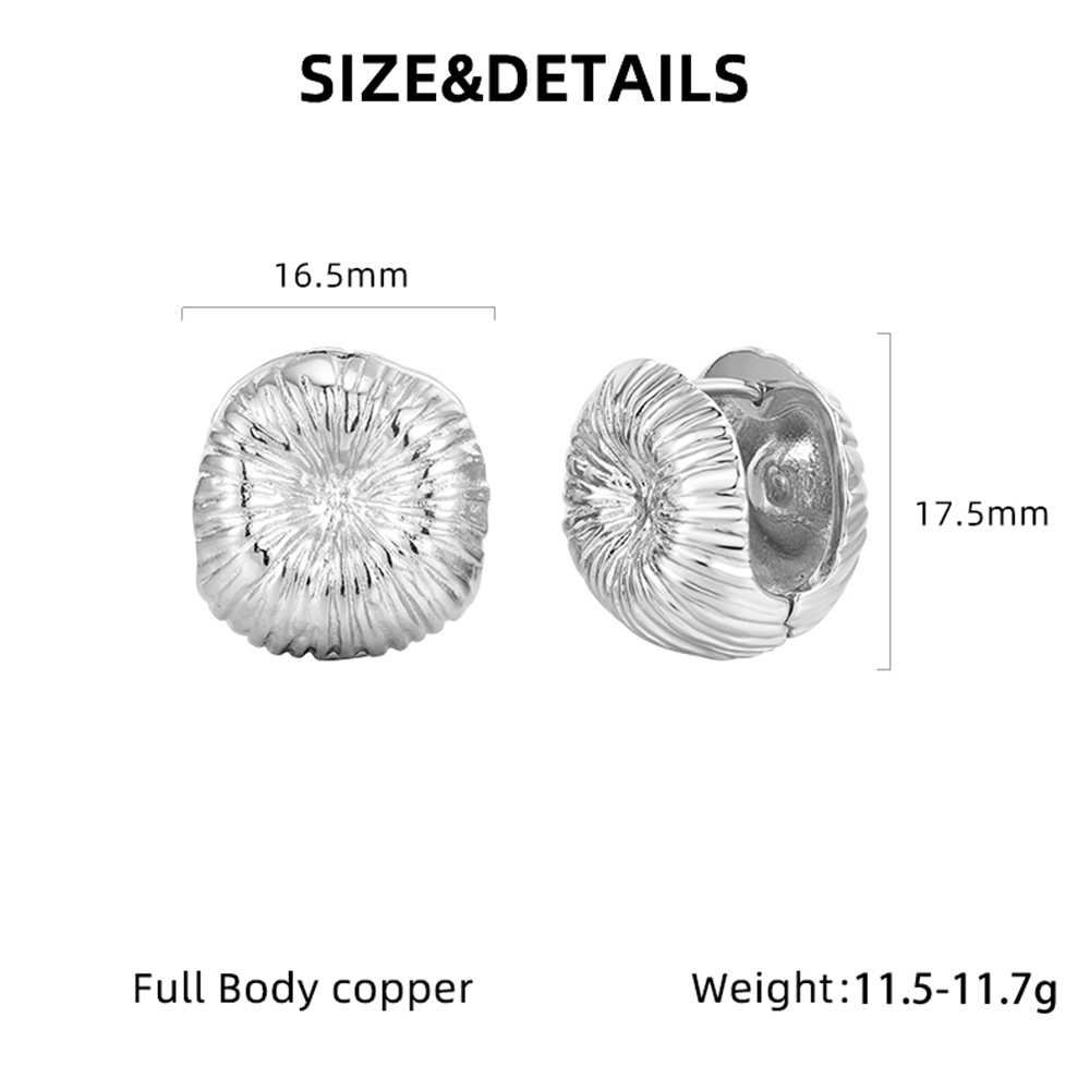 Three-dimensional Round Earrings For Women In Copper With 0.03µm Water Plating And 18K Real Gold Plated Finish 4