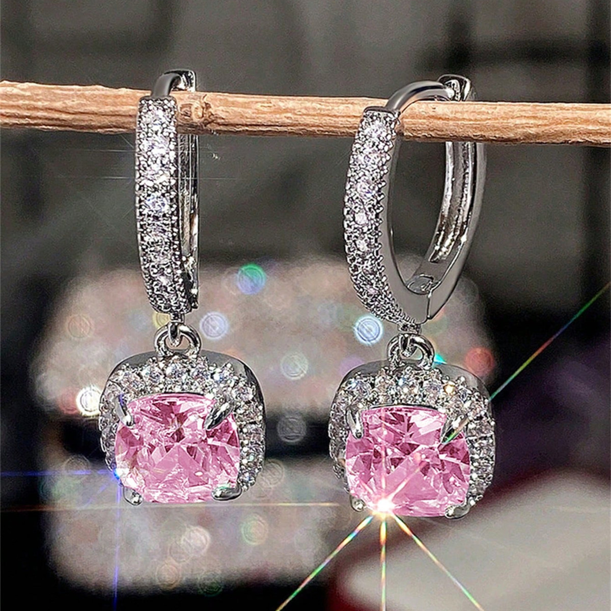 Three-dimensional Round Drop Earrings In Copper With White K Plated Water Plating And 0.03µm Thickness Featuring Zircon Inlay 7