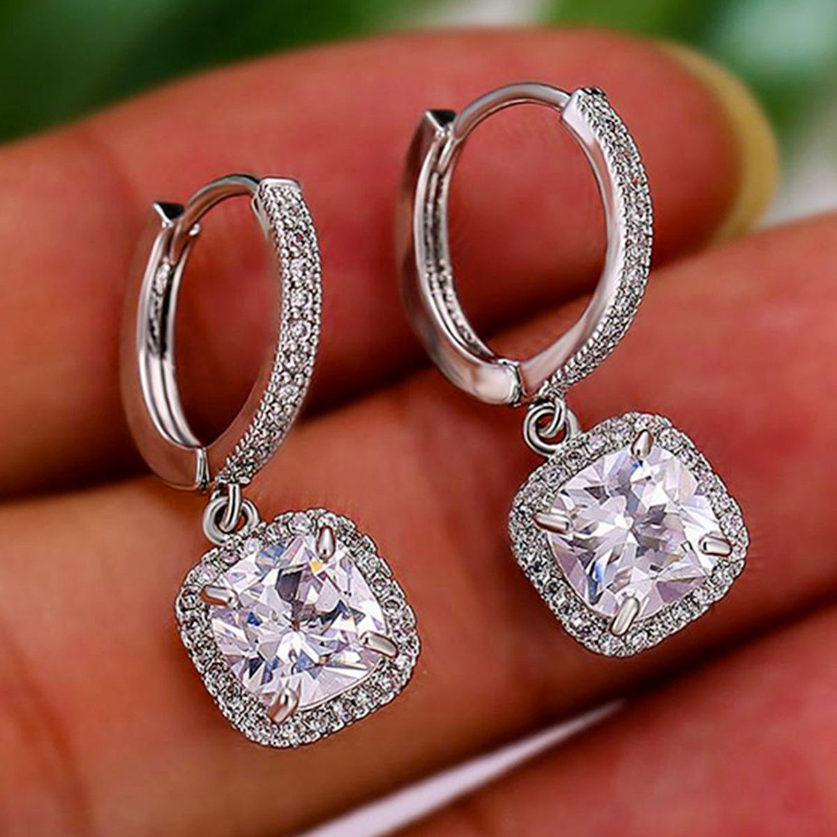 Three-dimensional Round Drop Earrings In Copper With White K Plated Water Plating And 0.03µm Thickness Featuring Zircon Inlay 8