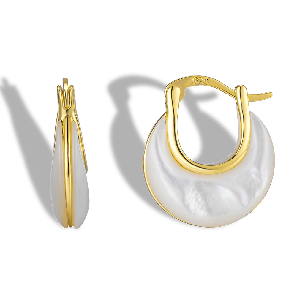 Three-dimensional Semicircle Earrings For Women In Copper With 18K Real Gold Plated Water Plating And 0.03µm Thickness