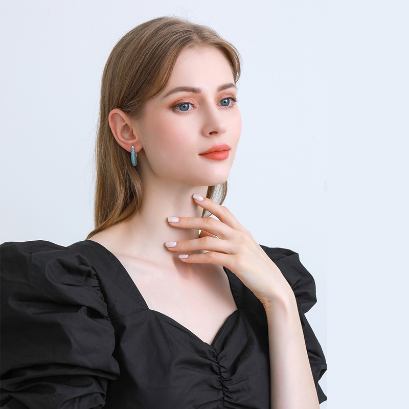 Three-dimensional Square Earrings For Women, Electroplated Copper With Zircon Inlay, Featuring Copper Ear Pins 4