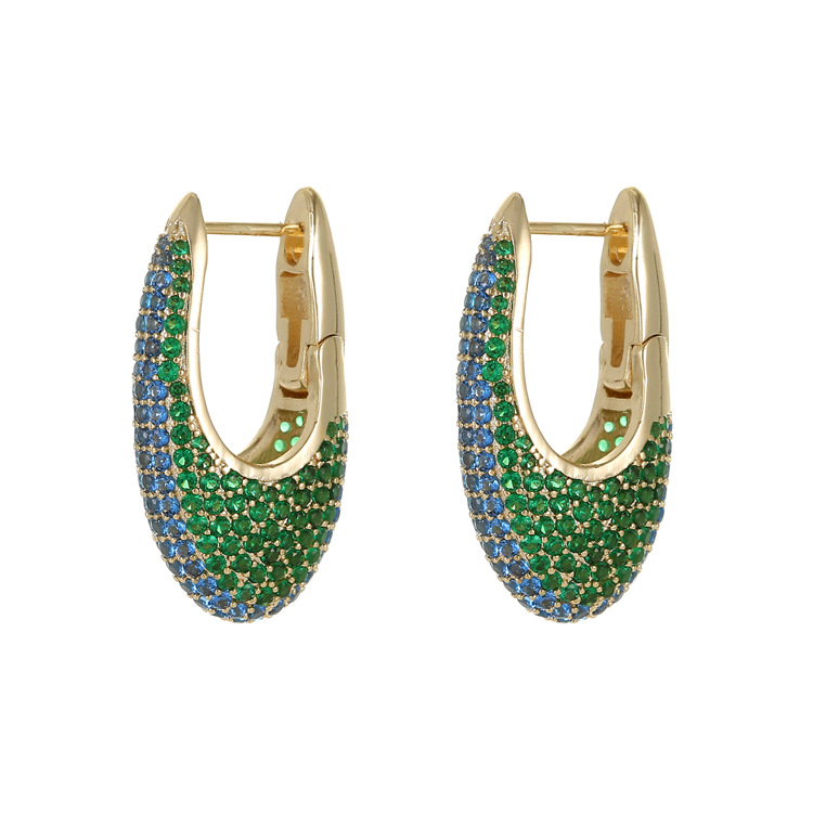 Three-dimensional Square Earrings For Women, Electroplated Copper With Zircon Inlay, Featuring Copper Ear Pins 5
