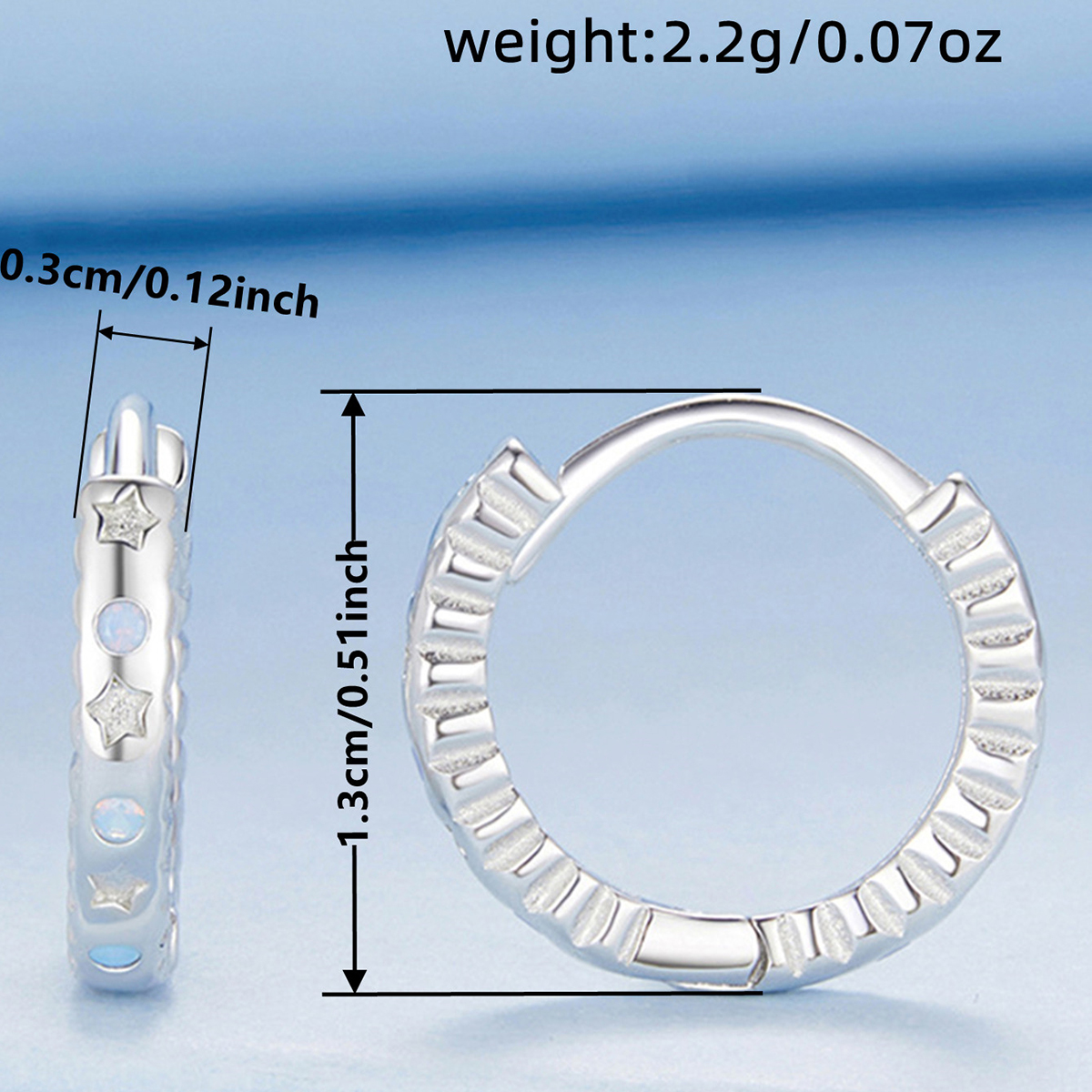 Three-dimensional Star Earrings In Copper With White K Water Plating And 0.03µm Thick Coating 5