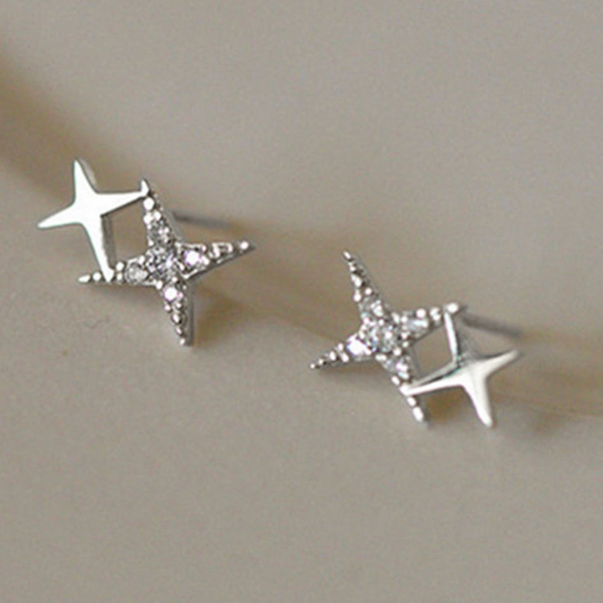 Three-dimensional Star Stud Earrings In Copper With KC Golden Water Plating And 0.03µm Thickness Featuring Zircon Inlay 6