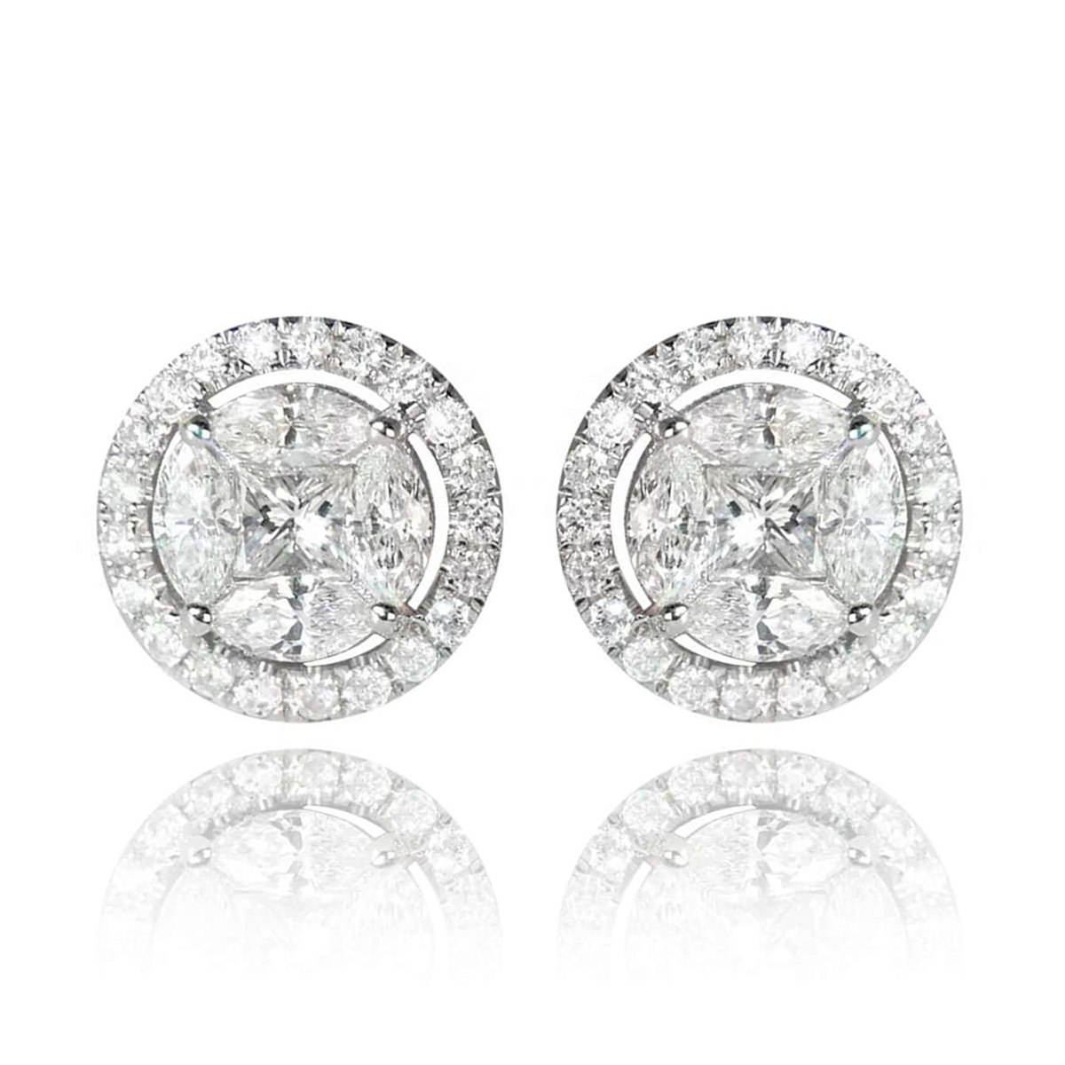 Three-dimensional Round Stud Earrings In Copper With KC Golden Water Plating And 0.03µm Thickness Featuring Zircon Inlay 3