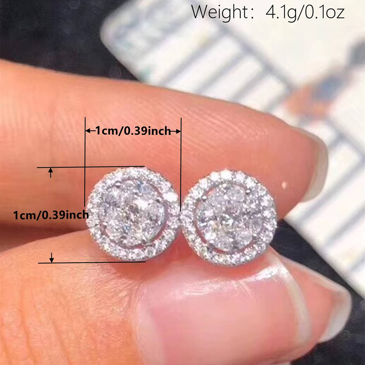 Three-dimensional Round Stud Earrings In Copper With KC Golden Water Plating And 0.03µm Thickness Featuring Zircon Inlay 5