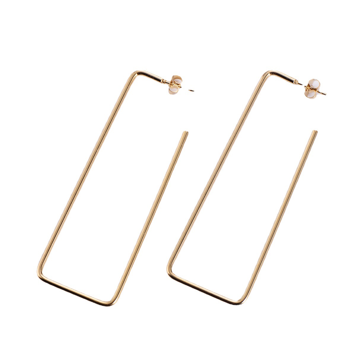 Polished Rectangle Earrings For Women In 304 Stainless Steel With Golden Water Plating 5