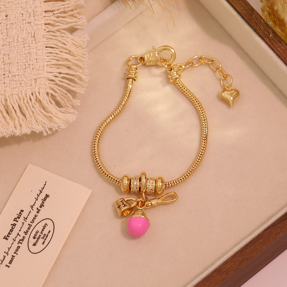 Tulip Butterfly Cat Flower Dragonfly Pendant Bracelet Fashion Panjia DIY Hand Jewelry 18K Vacuum Electroplating (Furnace) Copper Zirconia Jewelry 3