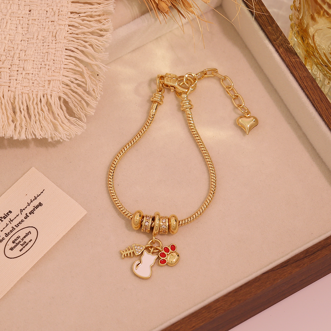 Tulip Butterfly Cat Flower Dragonfly Pendant Bracelet Fashion Panjia DIY Hand Jewelry 18K Vacuum Electroplating (Furnace) Copper Zirconia Jewelry 5