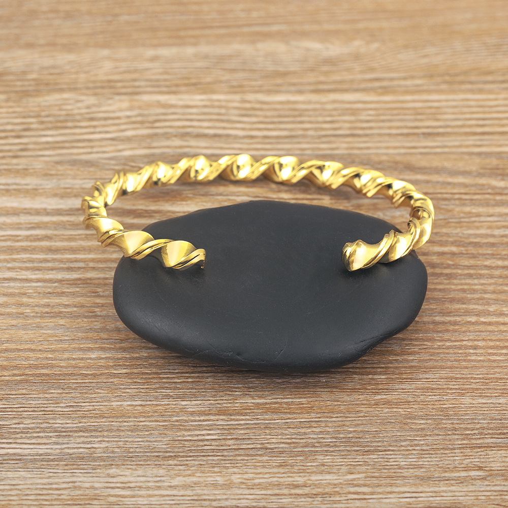 Twist Copper Wristband Featuring 18K Real Gold Plated Material With Electroplated Craft In Gold Color 4