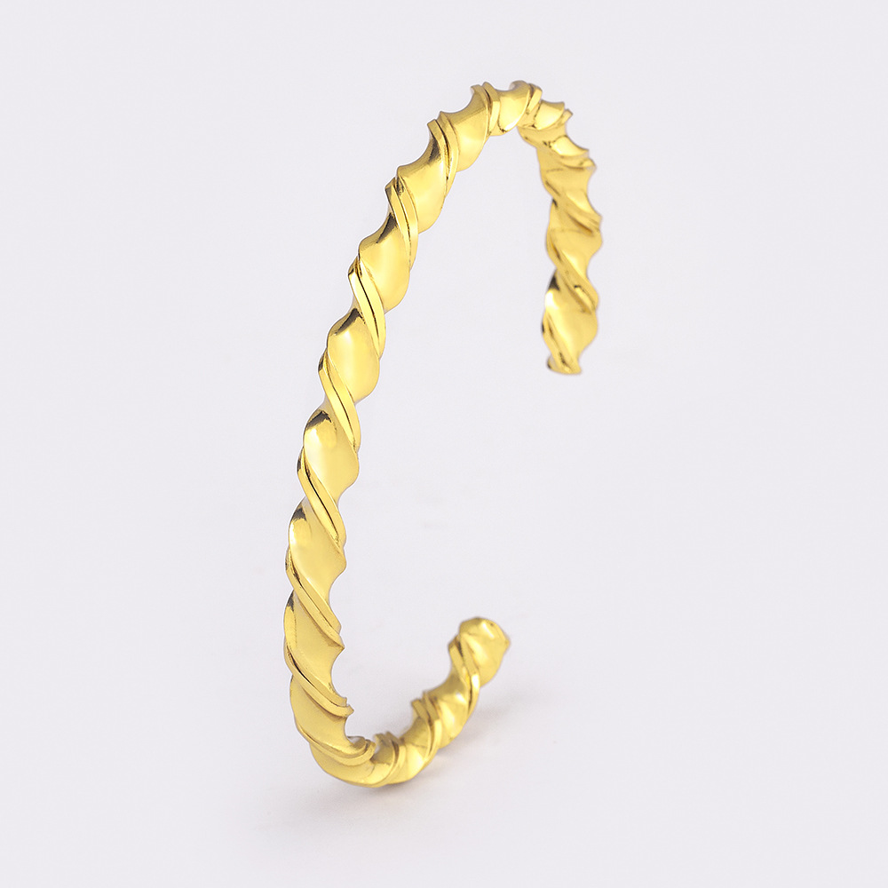 Twist Copper Wristband Featuring 18K Real Gold Plated Material With Electroplated Craft In Gold Color 5