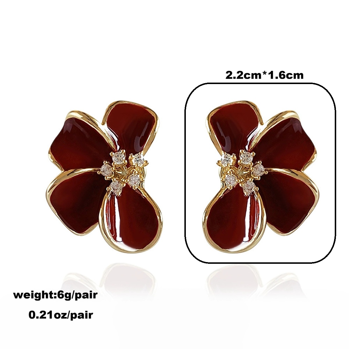 Two Tone Flowers Earrings In Copper With 18K Real Gold PVD Coated Plating And 0.03µm Thickness Featuring Zircon Inlay 6