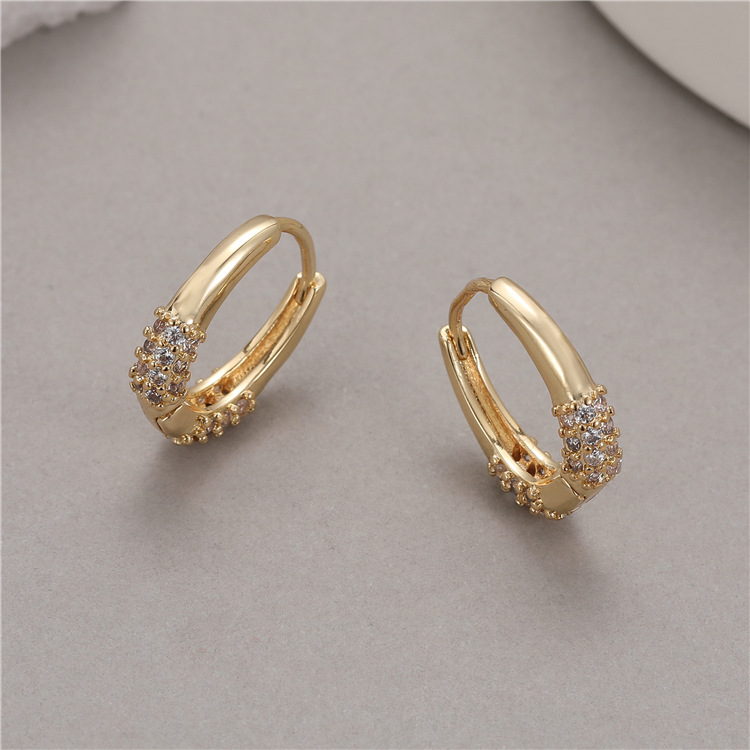 U Shape Copper Earrings For Women With Zirconia Inlay And Copper Flat Backs