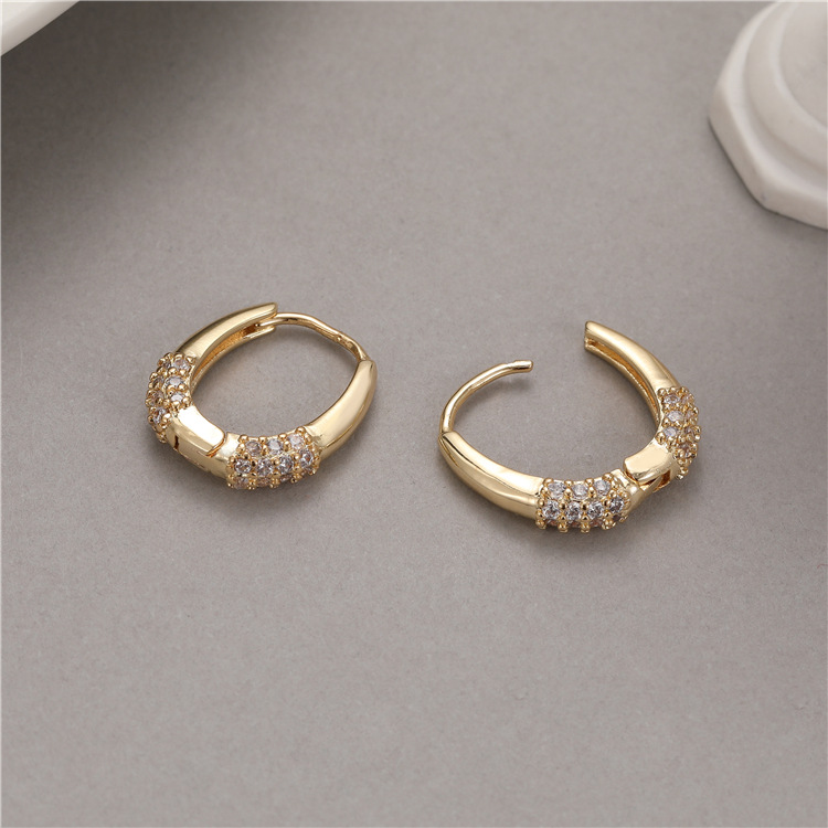 U Shape Copper Earrings For Women With Zirconia Inlay And Copper Flat Backs 2