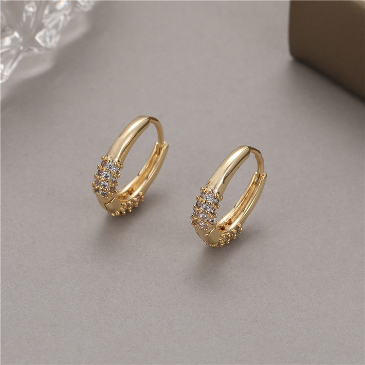 U Shape Copper Earrings For Women With Zirconia Inlay And Copper Flat Backs 3