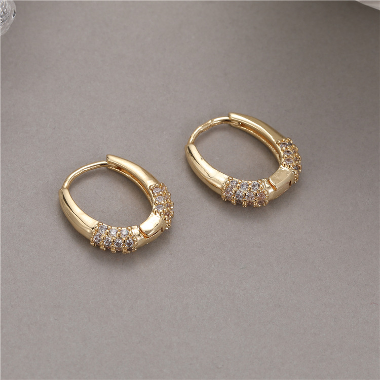 U Shape Copper Earrings For Women With Zirconia Inlay And Copper Flat Backs 4