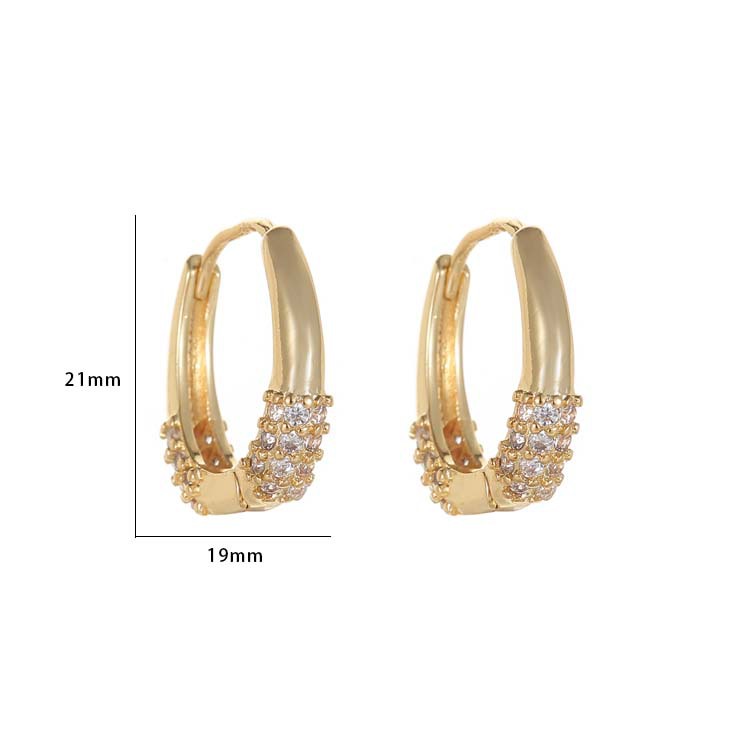 U Shape Copper Earrings For Women With Zirconia Inlay And Copper Flat Backs 5