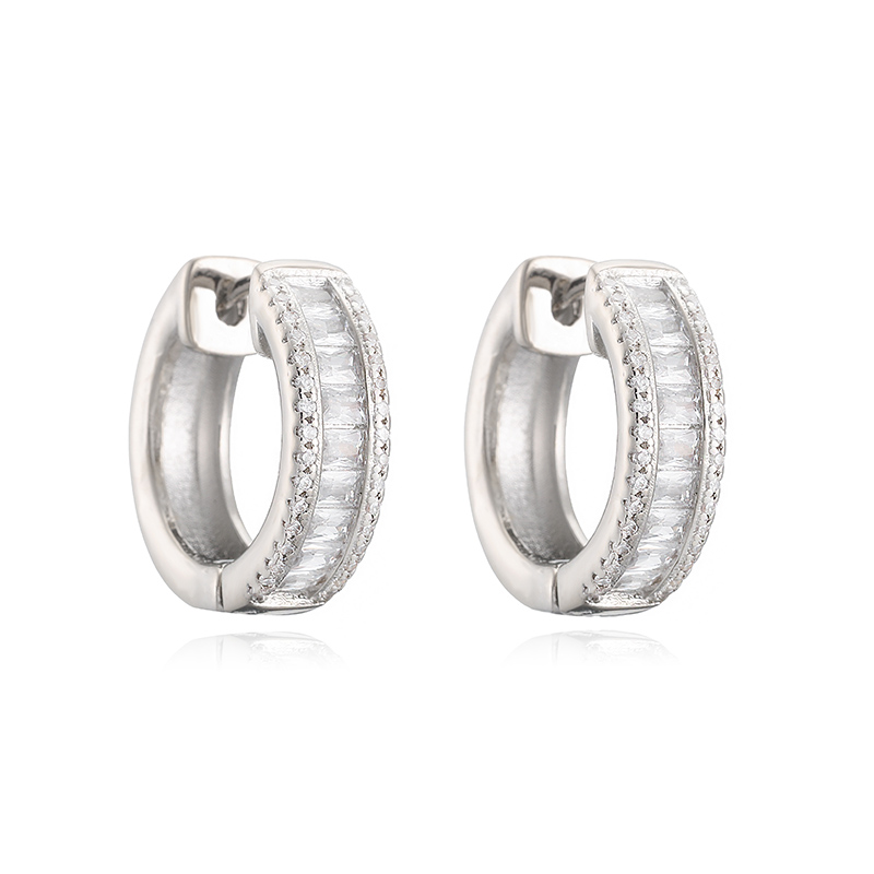 U Shape Earrings For Women With Inlay Zircon, Crafted In Copper And 18K Real Gold Plated With Water Plating Process 4