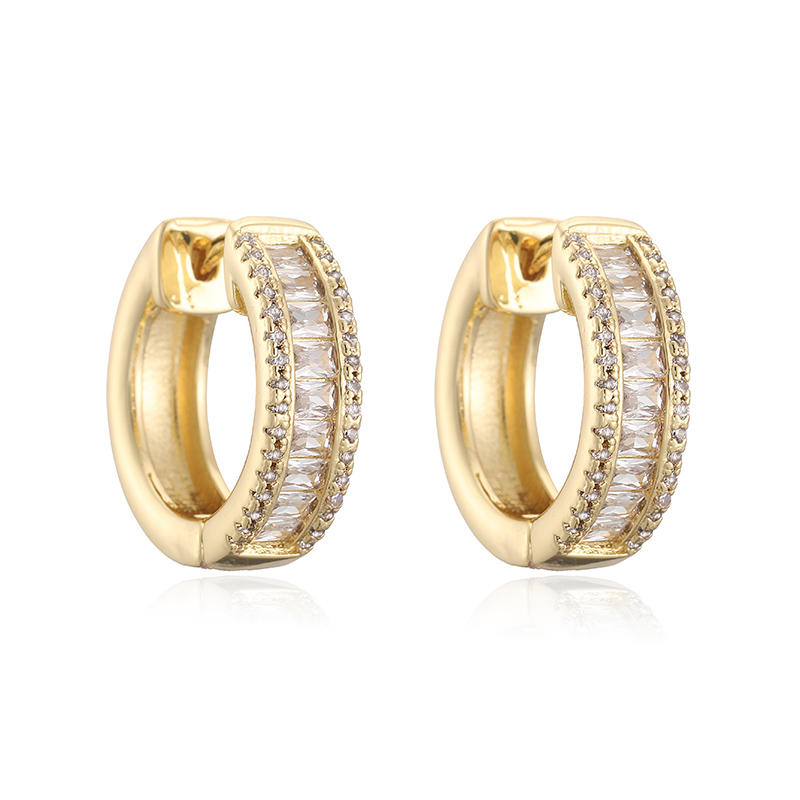 U Shape Earrings For Women With Inlay Zircon, Crafted In Copper And 18K Real Gold Plated With Water Plating Process 5