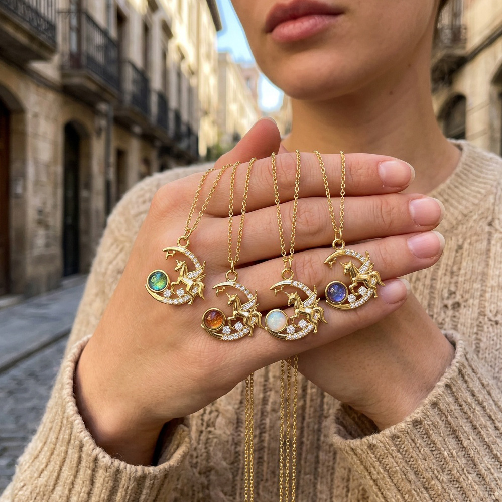 Necklace For Women Featuring Inlaid Zircon, Electroplated Copper With 16K Real Gold Plated Finish And Cable Chain 2
