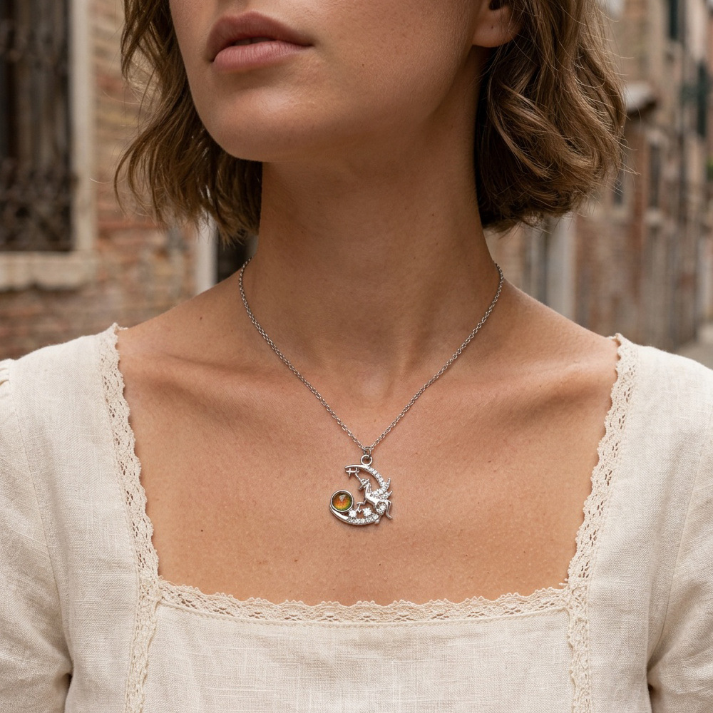 Necklace For Women Featuring Inlaid Zircon, Electroplated Copper With 16K Real Gold Plated Finish And Cable Chain 3