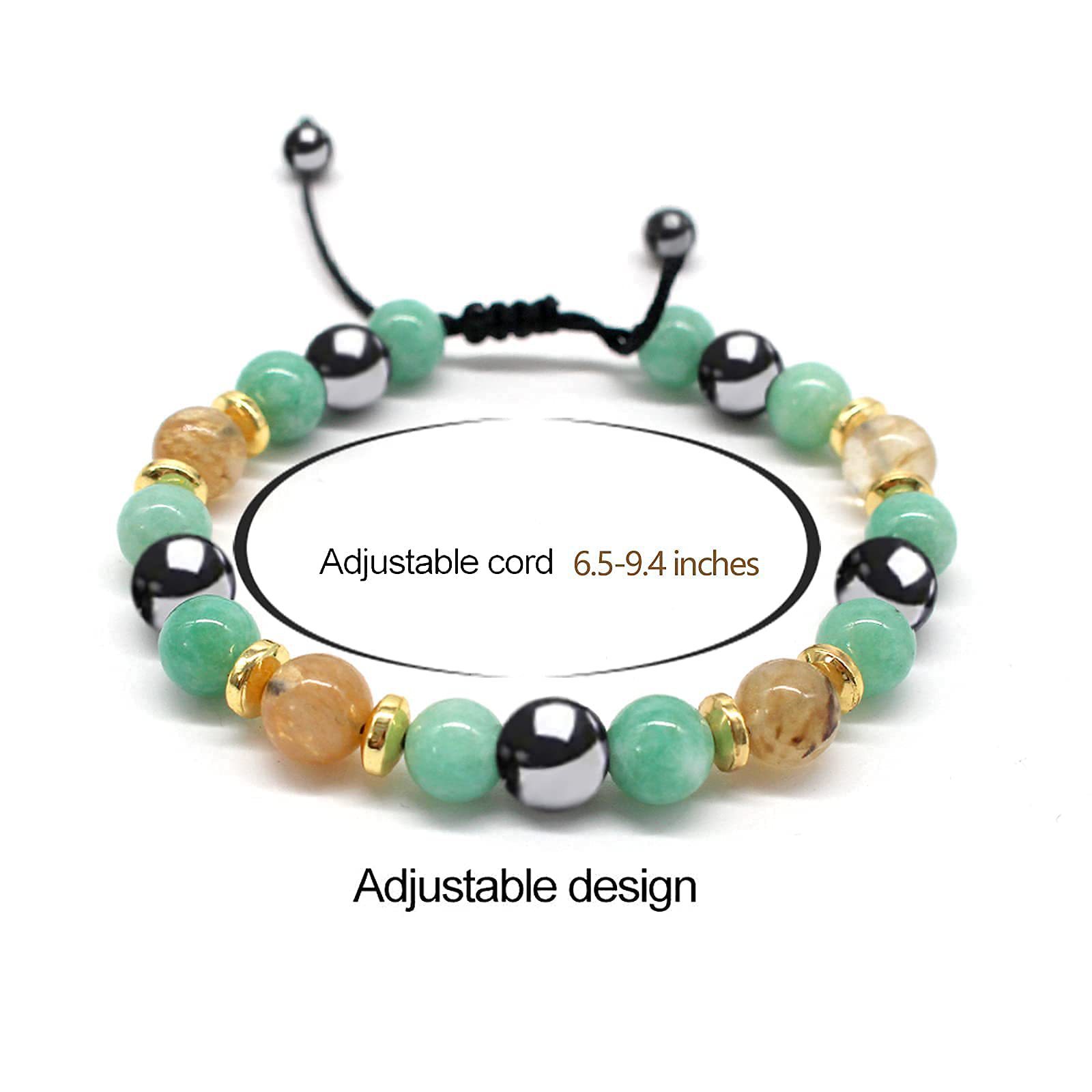 Unisex Agate Bracelets Featuring Round Pattern With Tiger Eye Inlay And Weave Craftsmanship, 1 Set