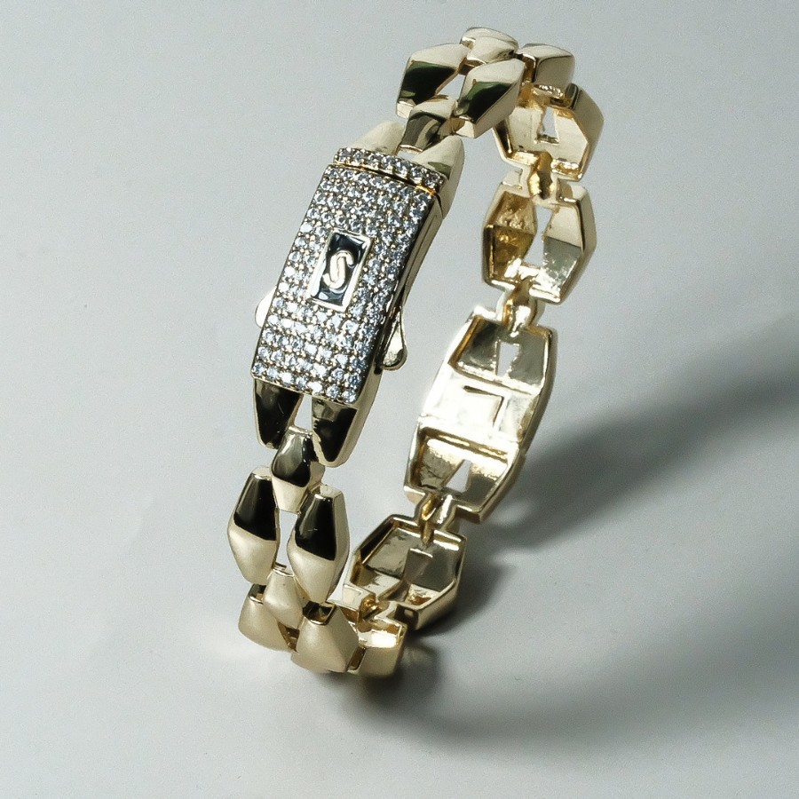 Unisex Cartoon Character Wristband In Copper With 18K Real Gold Electroplated Finish And Zircon Inlay