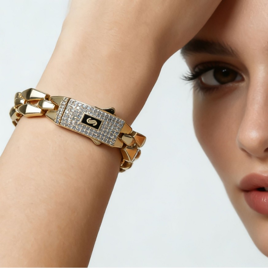 Unisex Cartoon Character Wristband In Copper With 18K Real Gold Electroplated Finish And Zircon Inlay 2